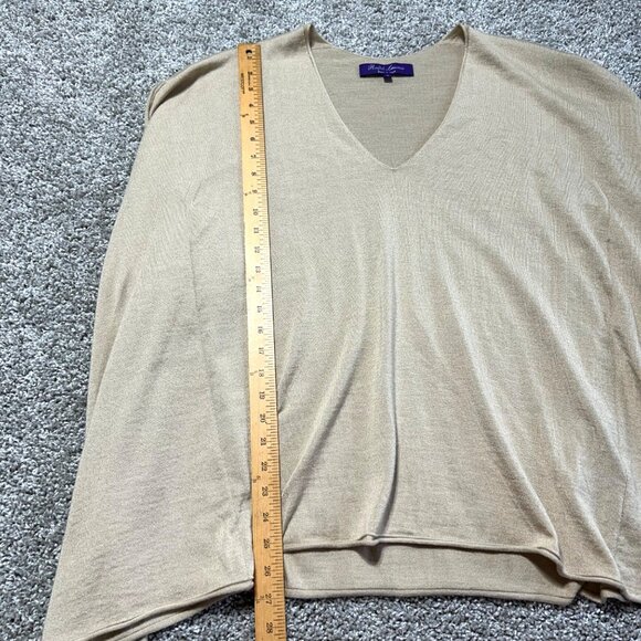 Ralph Lauren Purple Label Womens M Beige V-Neck Oversized Poncho-Style Knit Top - Picture 6 of 12